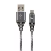 GEMBIRD CABLEXPERT USB 2.0 AM-C Type-C kábel (AM/CM), 2m, fonott, szürke és fehér, buborékcsomagolás, PRÉMIUM MINŐSÉGE