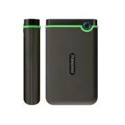 TRANSCEND 4TB StoreJet 25M3S SLIM, 2,5", USB 3.0 (3.1 Gen 1) külső ütésálló meghajtó, vékony profil, szürke/zöld színű