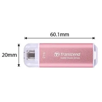 Transcend ESD300P 2TB, külső SSD, USB 10Gbps, C típus, 1050MB/R, 950MB/W, rózsaszínű