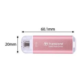 Transcend ESD300P 2TB, külső SSD, USB 10Gbps, C típus, 1050MB/R, 950MB/W, rózsaszínű