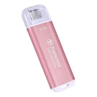 Transcend ESD300P 2TB, külső SSD, USB 10Gbps, C típus, 1050MB/R, 950MB/W, rózsaszínű