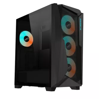 GIGABYTE ház GB-C301G, RGB világítás, tápegység nélkül, átlátszó oldal, Mid tower, középső torony