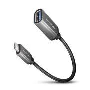 AXAGON RUCM-AFAC, USB-C (M) <-> USB-A (F) kábel adapter, 20cm, USB 3.2 Gen 1, 3A, ALU
