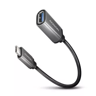 AXAGON RUCM-AFAC, USB-C (M) <-> USB-A (F) kábel adapter, 20cm, USB 3.2 Gen 1, 3A, ALU