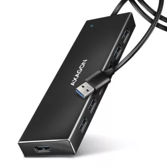 AXAGON HUE-F7A, 7x USB 3.2 Gen 1 ALU FLAT CHARGING hub, micro USB hálózati csatlakozó, 1m USB-A kábel