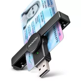 AXAGON CRE-SMPA Összecsukható zsebben hordozható USB-A érintkezős intelligens kártyaolvasó. Alkalmas eCitizen alkalmazáshoz.