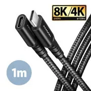 AXAGON BUCM32-CF10AB hosszabbító kábel USB-C (M) <-> USB-C (F), 1m, USB 20Gbps, PD 240W 5A, 8K HD, ALU, fonott, fekete