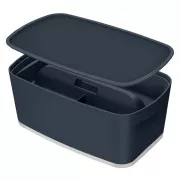 LEITZ MyBox Cosy   Organizer tárolódoboz fedéllel, fogantyúval, S méret, bársonyszürke színű