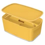 LEITZ MyBox Cosy   Organizer tárolódoboz fedővel, fogantyúval, S méret, meleg sárga színben