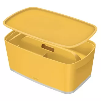 LEITZ MyBox Cosy   Organizer tárolódoboz fedővel, fogantyúval, S méret, meleg sárga színben