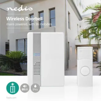 Nedis DOORB223CWT – Vezeték nélküli ajtócsengő-készlet | Hálózati tápellátás | 36 dallam Nedis DOORB223CWT – Vezeték nélküli ajtócsengő-készlet | Hálózati tápellátás | 36 dallam