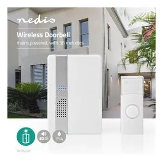Nedis DOORB223CWT – Vezeték nélküli ajtócsengő-készlet | Hálózati tápellátás | 36 dallam Nedis DOORB223CWT – Vezeték nélküli ajtócsengő-készlet | Hálózati tápellátás | 36 dallam