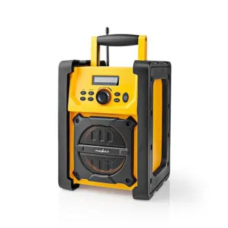 Nedis RDFM3100YW - FM rádió építkezésekhez | 15 W | Bluetooth® | IPX5 | Fogantyú | Fekete / Sárga | Fekete / Sárga