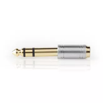Nedis CAGC23930ME- Sztereó audio adapter| 6,35 mm-es férfi | 3,5 mm-es aljzat | aranyozott | egyenes | fém | ezüst | 1 db
