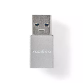 Nedis CCGB60925GY - USB-C adapter| USB 3.2 Gen 1 | USB-A csatlakozó | USB-C™ aljzat | 5 Gbps | Kerek | Nikkelezett | Nikkelezés