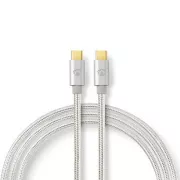 Nedis CCTB60800AL20 - USB 2.0 kábel | USB-C™ Plug | USB-C™ Plug | 480 Mbps | 2,00 m | Ezüst | Nedis CCTB60800AL20 - USB 2.0 kábel | USB-C™ Plug | USB-C™ Plug | 480 Mbps | 2,00 m | Silver