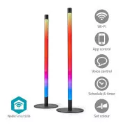 Nedis WIFILD10RGBW - asztali lámpa | Wi-Fi | cső | 600 lm | RGBIC / Melegtől hideg fehérig | 2700 - 6500 K | 36 W | fém
