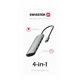 SWISSTEN 4-IN-1 USB-C HUB (4x USB 3.0) ALUMÍNIUM SWISSTEN 4-IN-1 USB-C HUB (4x USB 3.0) ALUMÍNIUM