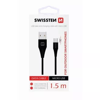 SWISSTEN ADATKÁBEL USB / MICRO USB 1,5 M FEKETE (9mm)