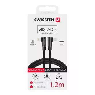 SWISSTEN TEXTIL ADATKÁBEL ARCADE USB-C / LIGHTNING 1,2 M FEKETE