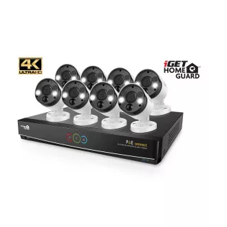 iGET HOMEGUARD HGNVK164908 - Ultra HD 4K rendszer PoE tápegységgel, 16-csatornás NVR   8x HGNVK936CAM 4K kamerával