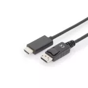 Digitus kábel adapter DisplayPort, DP - HDMI Type A, M/M, 2,0 m, blokkolással, DP 1.2_HDMI 2.0, 4K / 60Hz, CE, bl