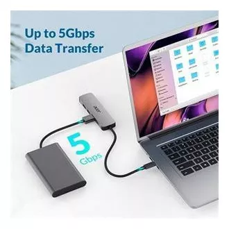 Acer 5IN1 Mini Dock statioType- C dongle, 1x HDMI (akár 3840x2160@60hz), 3x USB 3.0 5Gbps port, 1x Type-C akár 100W PD port (host)