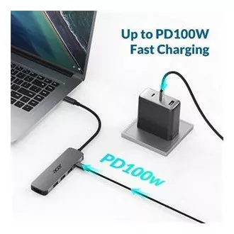 Acer 5IN1 Mini Dock statioType- C dongle, 1x HDMI (akár 3840x2160@60hz), 3x USB 3.0 5Gbps port, 1x Type-C akár 100W PD port (host)