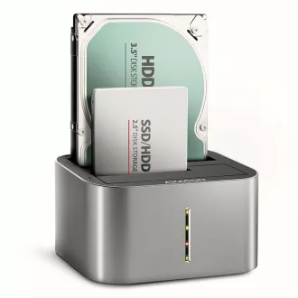 AXAGON ADSA-DC, USB-C 5Gbps - 2x SATA 6G 2,5"/3,5" SSD/HDD CLONE DUAL dokkolóállomás AXAGON ADSA-DC, USB-C 5Gbps - 2x SATA 6G 2,5"/3,5" SSD/HDD CLONE DUAL dokkolóállomás