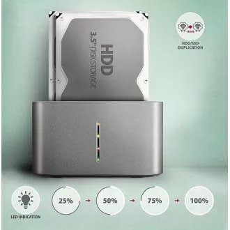 AXAGON ADSA-DC, USB-C 5Gbps - 2x SATA 6G 2,5"/3,5" SSD/HDD CLONE DUAL dokkolóállomás AXAGON ADSA-DC, USB-C 5Gbps - 2x SATA 6G 2,5"/3,5" SSD/HDD CLONE DUAL dokkolóállomás