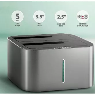 AXAGON ADSA-DC, USB-C 5Gbps - 2x SATA 6G 2,5"/3,5" SSD/HDD CLONE DUAL dokkolóállomás AXAGON ADSA-DC, USB-C 5Gbps - 2x SATA 6G 2,5"/3,5" SSD/HDD CLONE DUAL dokkolóállomás