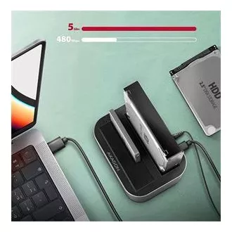 AXAGON ADSA-DC, USB-C 5Gbps - 2x SATA 6G 2,5"/3,5" SSD/HDD CLONE DUAL dokkolóállomás AXAGON ADSA-DC, USB-C 5Gbps - 2x SATA 6G 2,5"/3,5" SSD/HDD CLONE DUAL dokkolóállomás