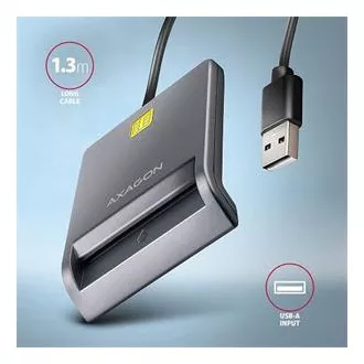 AXAGON CRE-SM3T, USB-A FlatReader érintőkártya olvasó Smart card (eObčanka), kábel 1,3m