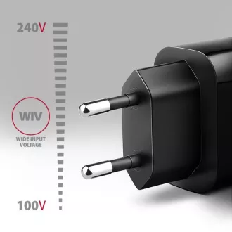 AXAGON ACU-QC18, 18W-os hálózati töltő, 1x USB-A port, QC3.0/AFC/Apple, fekete színű