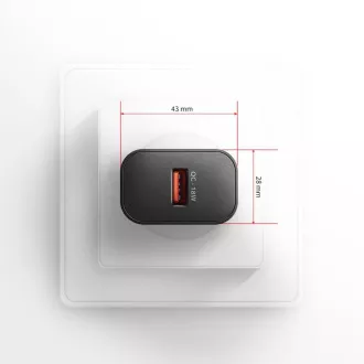 AXAGON ACU-QC18, 18W-os hálózati töltő, 1x USB-A port, QC3.0/AFC/Apple, fekete színű