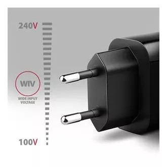 AXAGON ACU-QC18, 18W-os hálózati töltő, 1x USB-A port, QC3.0/AFC/Apple, fekete színű