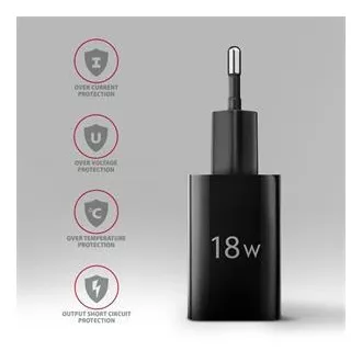 AXAGON ACU-QC18, 18W-os hálózati töltő, 1x USB-A port, QC3.0/AFC/Apple, fekete színű
