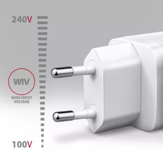 AXAGON ACU-PD20W, 20W-os hálózati töltő, 1x USB-C port, PD3.0/PPS/QC4 /AFC/Apple, fehér színben