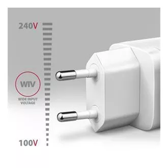AXAGON ACU-PD20W, 20W-os hálózati töltő, 1x USB-C port, PD3.0/PPS/QC4 /AFC/Apple, fehér színben