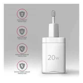 AXAGON ACU-PD20W, 20W-os hálózati töltő, 1x USB-C port, PD3.0/PPS/QC4 /AFC/Apple, fehér színben