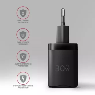 AXAGON ACU-PD30, Teljesítménytöltő 30W, 1x USB-C port, PD3.0/PPS/QC4 /SFC/AFC/Apple, fekete színű