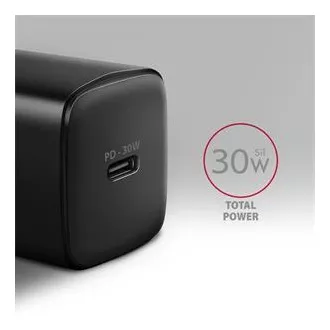 AXAGON ACU-PD30, Teljesítménytöltő 30W, 1x USB-C port, PD3.0/PPS/QC4 /SFC/AFC/Apple, fekete színű