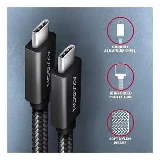AXAGON BUCM32-CM05AB, SPEED kábel USB-C <-> USB-C, 0.5m, USB 20Gbps, PD 100W 5A, 4K HD, ALU, fonott, fekete AXAGON BUCM32-CM05AB, SPEED kábel USB-C <-> USB-C, 0.5m, USB 20Gbps, PD 100W 5A, 4K HD, ALU, fonott, fekete
