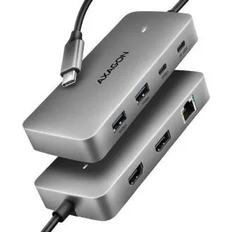 AXAGON HMC-CUB83X2, 10 Gbps-es USB-elosztó, 2x USB-A, USB-C, HDMI és DP 4K/144 Hz, RJ-45 GLAN, PD 100 W, 15 cm-es USB-C-kábel AXAGON HMC-CUB83X2, 10 Gbps-es USB-elosztó, 2x USB-A, USB-C, HDMI és DP 4K/144 Hz, RJ-45 GLAN, PD 100 W, 15 cm-es USB-C-kábel