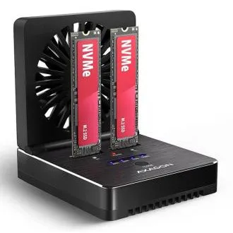 AXAGON ADSA-M2C22, USB-C 20 Gbps dokkolóállomás 2× M.2 NVMe/SATA SSD-hez, klónozási funkcióval AXAGON ADSA-M2C22, USB-C 20 Gbps dokkolóállomás 2× M.2 NVMe/SATA SSD-hez, klónozási funkcióval