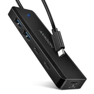 AXAGON HUE-C2C, 4× USB 5 Gbps utazó hub, 2× USB-A 2× USB-C, USB-C-s tápellátás, 19 cm-es USB-C-kábel AXAGON HUE-C2C, 4× USB 5 Gbps utazó hub, 2× USB-A 2× USB-C, USB-C-s tápellátás, 19 cm-es USB-C-kábel