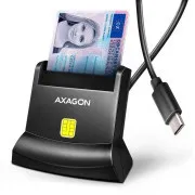 AXAGON CRE-SM4NC, USB-C-s érintéses kártyaolvasó (Smart Card, eObčanka), állványos kivitel, 1,2 m-es kábel