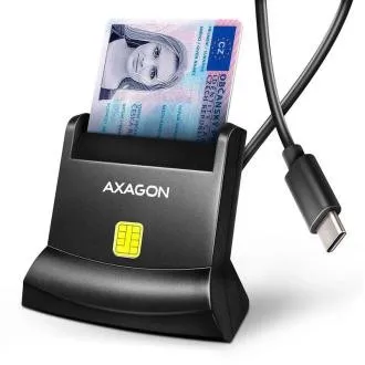 AXAGON CRE-SM4NC, USB-C-s érintéses kártyaolvasó (Smart Card, eObčanka), állványos kivitel, 1,2 m-es kábel