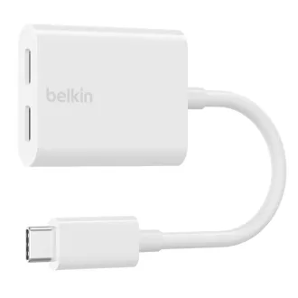 Belkin USB-C adapter/csatlakozó - USB-C táp   USB-C audio/töltő adapter, fehér színű