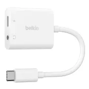 Belkin USB-C adapter/hüvely 1x USB-C M/ 1x USB-C F teljesítmény 60W   1x 3,5 mm-es jack csatlakozó, fehér